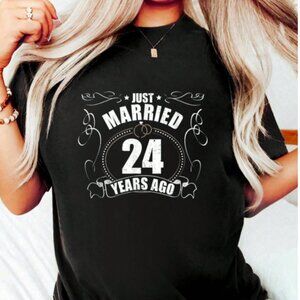 24th Wedding Anniversary Matching Couple Tee – Size 14 XXL – 100% Cotton